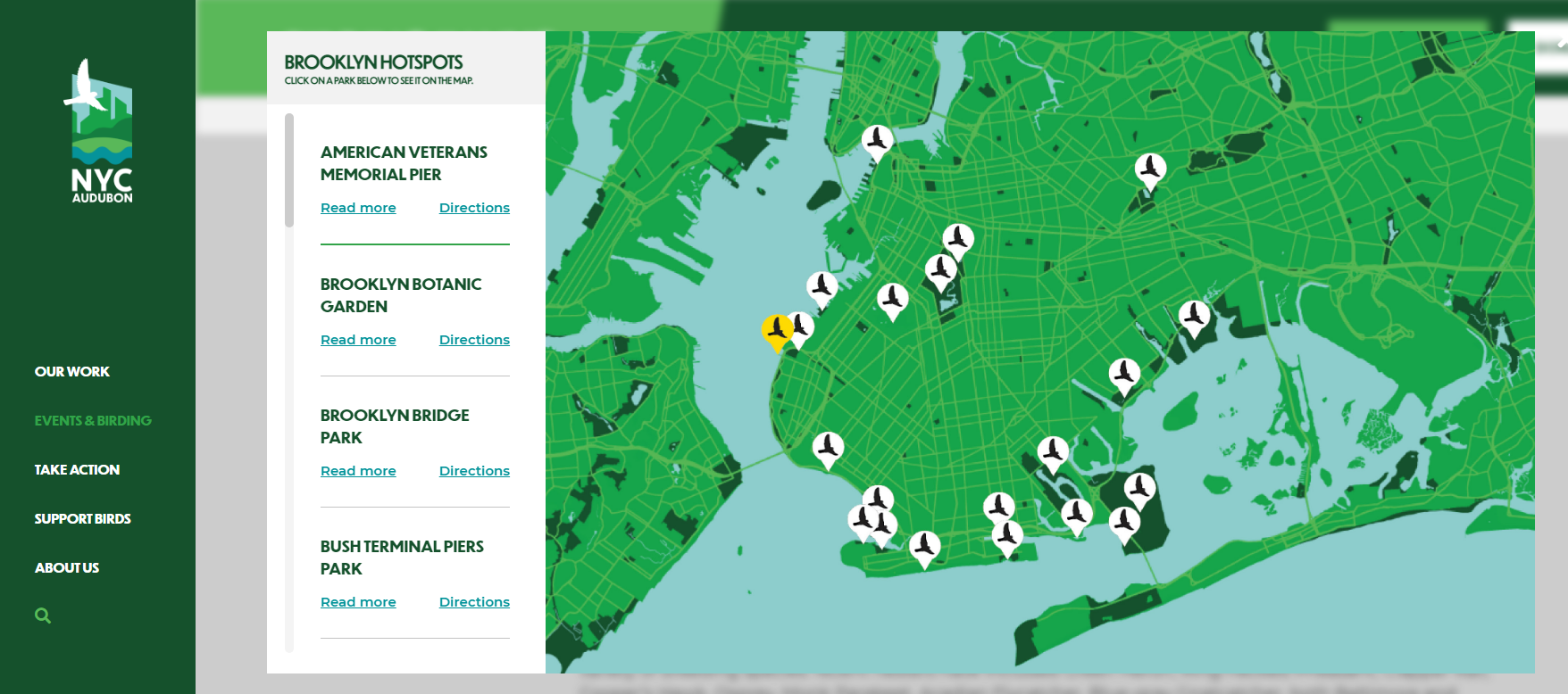 Our new Birding in NYC section features interactive maps with locations of every birding hotspot we profiled.