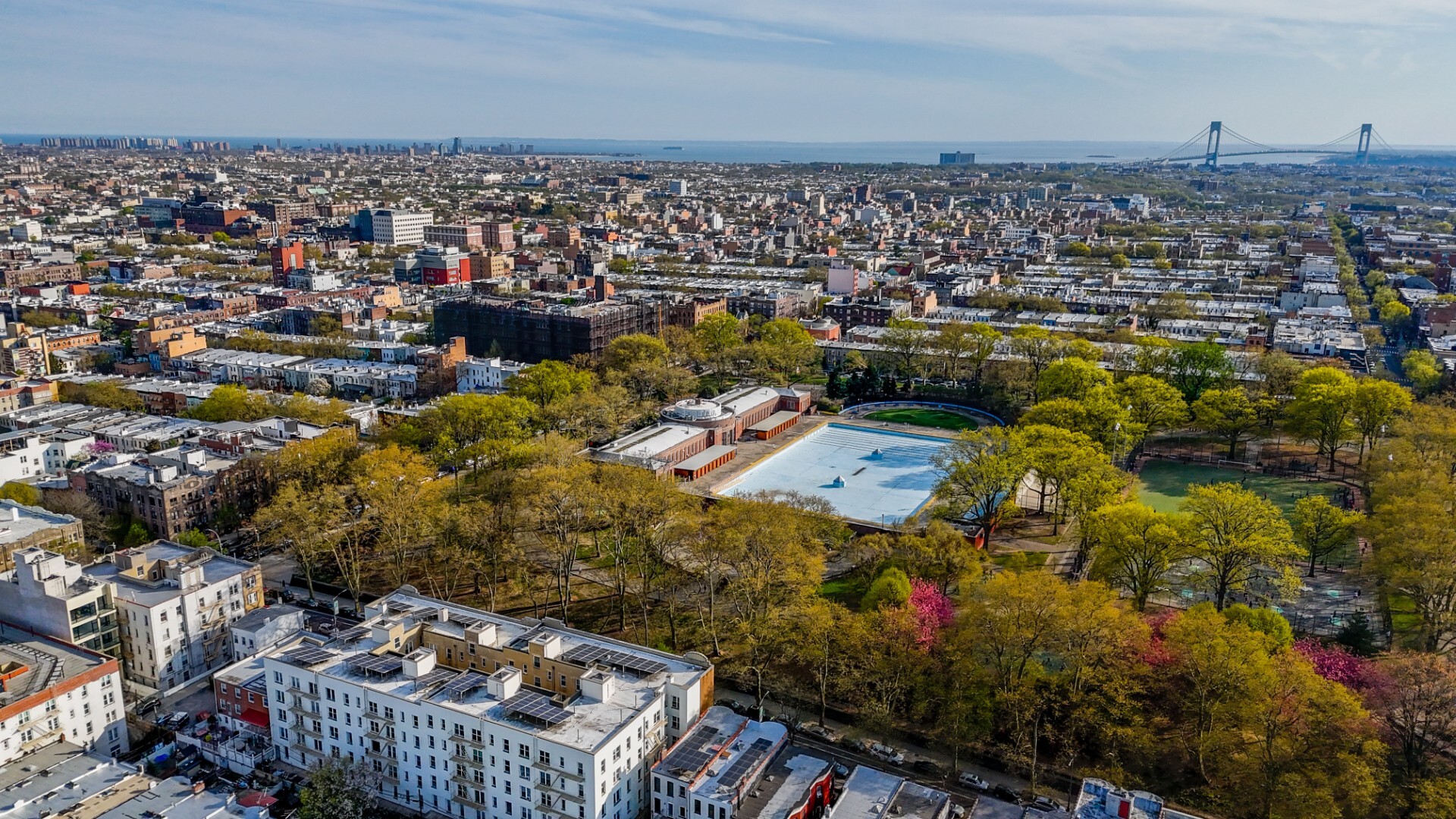 An aerial view of Sunset Park.