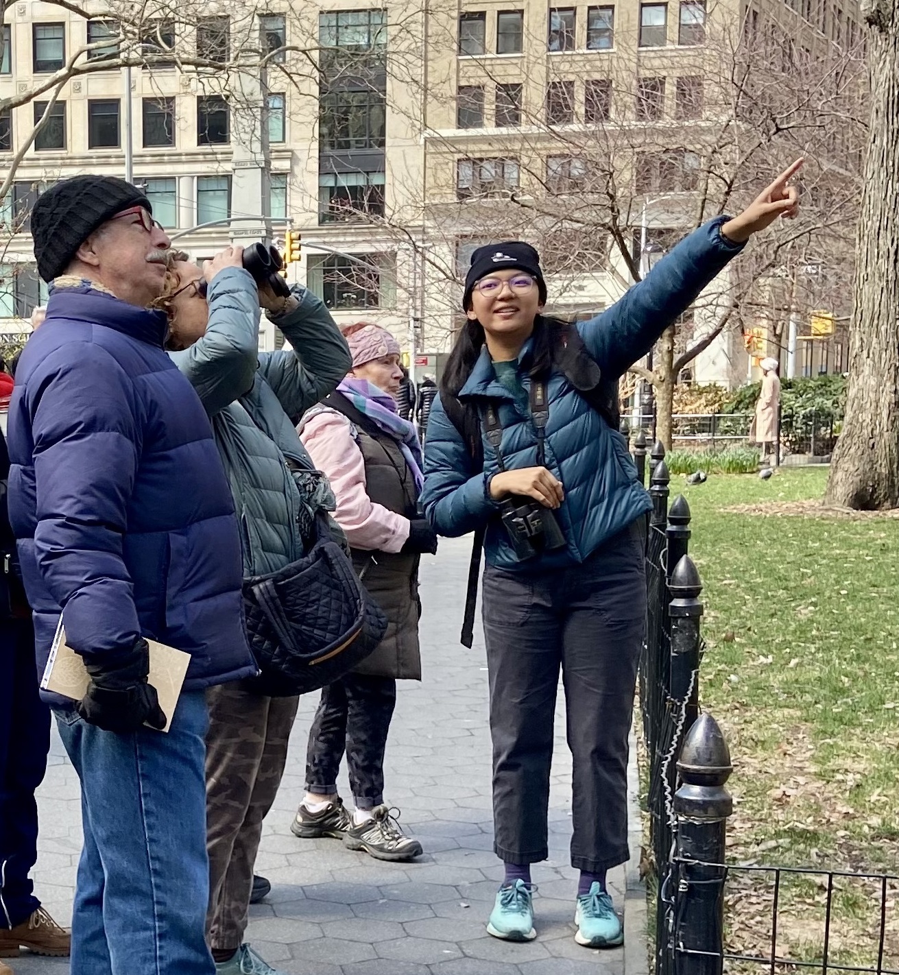 Bird outing in Manhattan's Madison Square Park led by Alyssa Bueno. Photo: NYC Bird Alliance