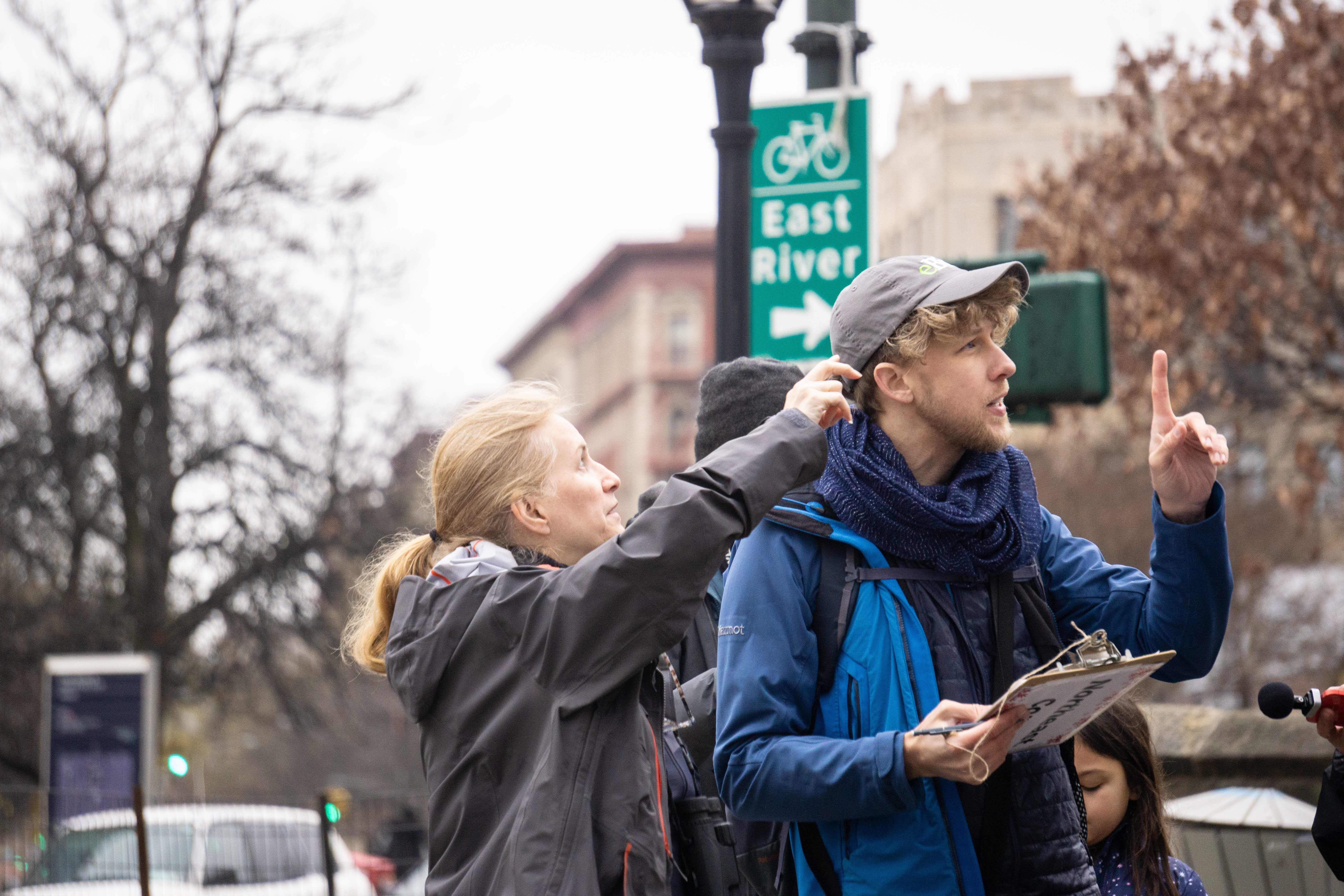 2023 Christmas Bird Count participants tallying birds at the northeast corner of Central Park. Photo: NYC Bird Alliance