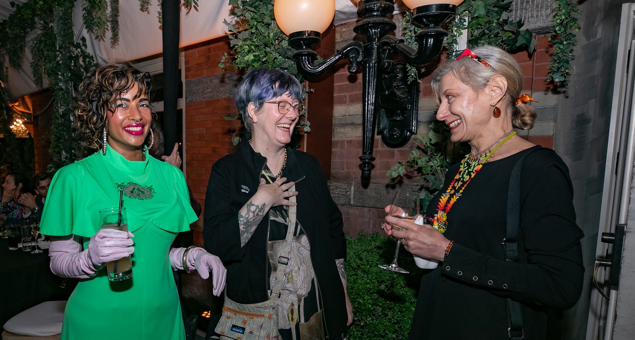 From left to right: Fall Roost guests Divya Anantharaman, Martha Harbison, and Roberta Kravette sharing a laugh together. Photo: Jennifer Gonzeles