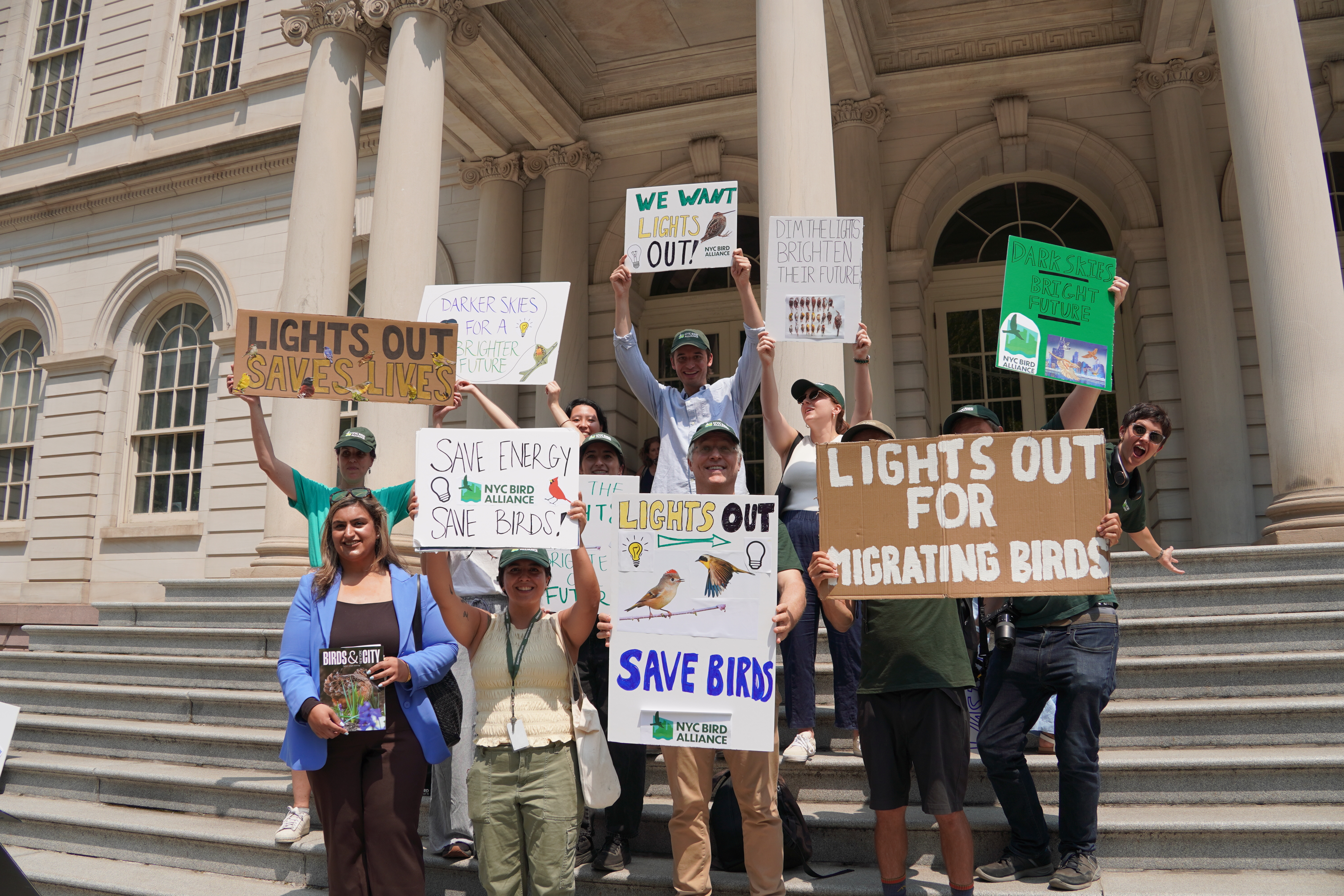 NYC Bird Alliance staff on the steps of City Hall