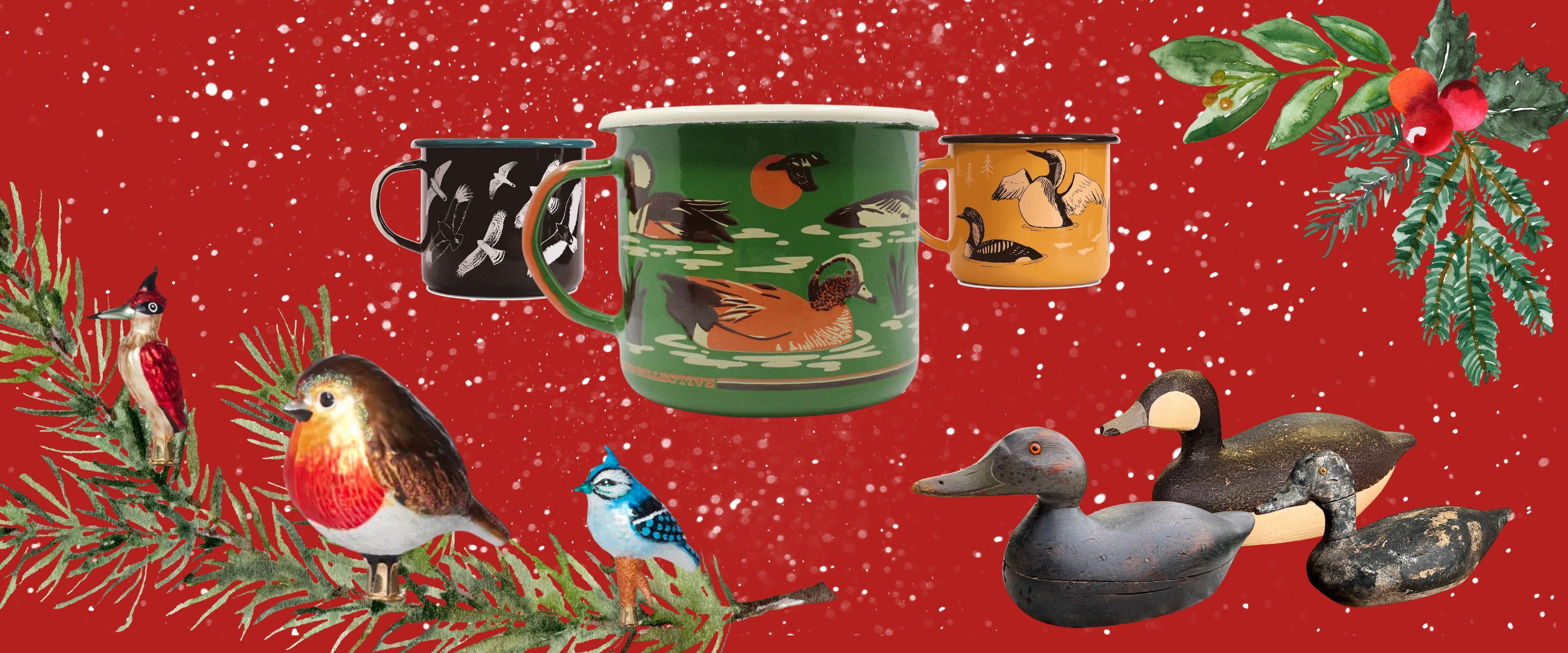 Graphic by NYC Bird Alliance. Photos courtesy of Bird Collective, The Metropolitan Museum of Art, and Etsy.