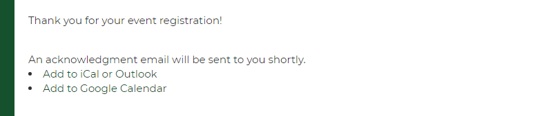 This message means your registration is confirmed and you will be sent further details by email shortly after!
